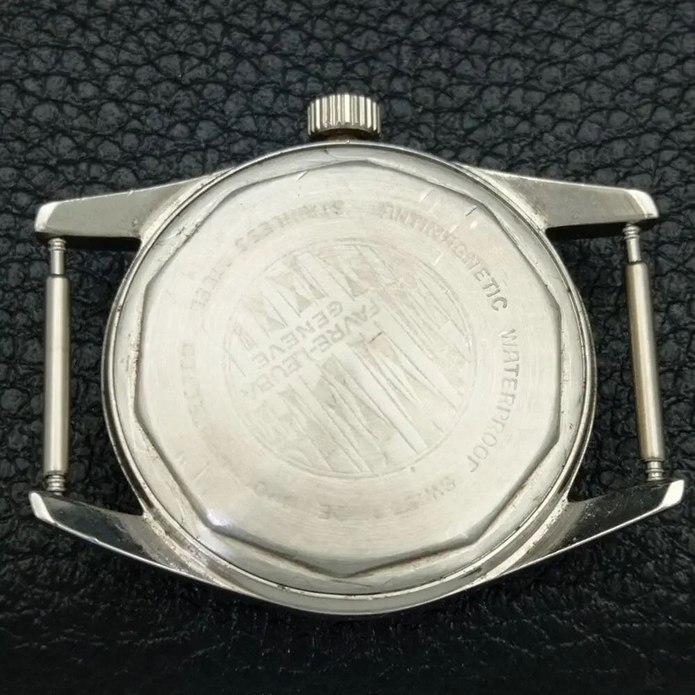 Vintage 1980 Favre Leuba Manual Mens Silver Watch W/Nato Strap